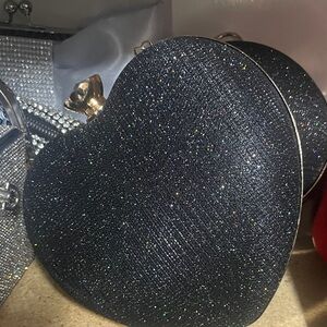 Black Glitter Heart Clutch